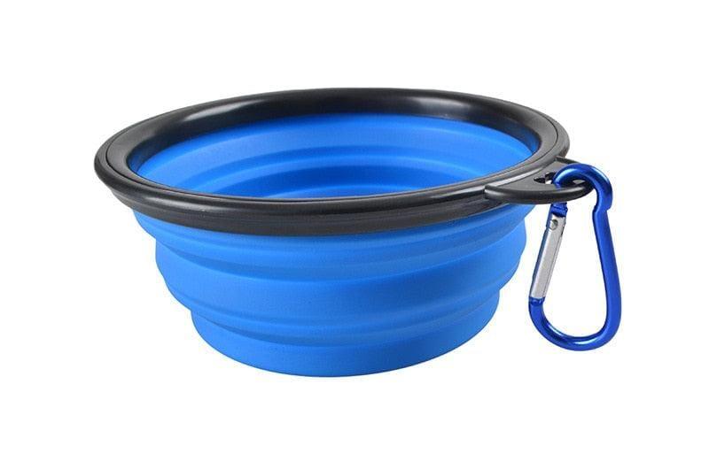 Tigela de Silicone Dobrável para Cachorro - Dog Bowl - Passeios, Viagens, Parques Tigela de Silicone - Pets 001 Falco Azul 350ML 